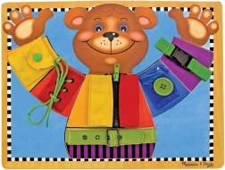 Motorikas dēlis ar lācīti ģērbšanai MELISSA & DOUG