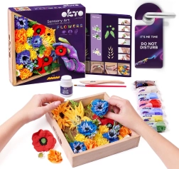 OKTO FREEDOM mākslinieciska veidošanas komplekts DIY ziedi ar koka rāmi 21x21 cm
