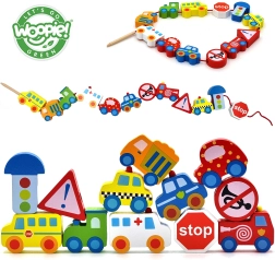 Woopie Green koka vītņojamās krelles – transportlīdzekļi, 13 gab.