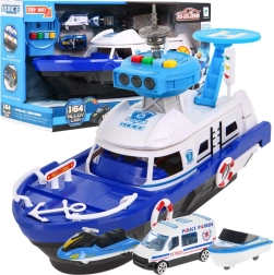 Interaktīva policijas laiva 2 vienā ar glabātuvi, gaismām un skaņām