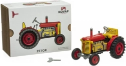 Traktors Zetor sarkans ar plastmasas diskiem ar atslēgu 1:25