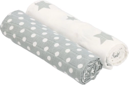 New Baby Softy cotton muslin towels 90 × 110 cm, grey and white, 2 pcs