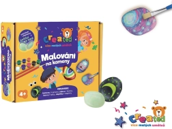 Akmens krāsošanas komplekts, kas tumsā spīd ar krāsām un otām CREATED