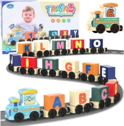 Educational building set train with letters and numbers, colorful, 16 pieces