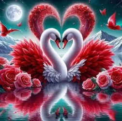 Diamond painting Loving Swans 30 × 40 cm
