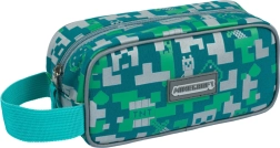 Minecraft Pencil Case Turquoise and Green Pixel Pattern