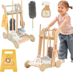 VIGA Wooden Cleaning Trolley with Accessories