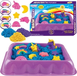 Kinētiskās smiltis 0,6 kg – vienradži un varavīksnes ar galdiņu un formiņām Woopie