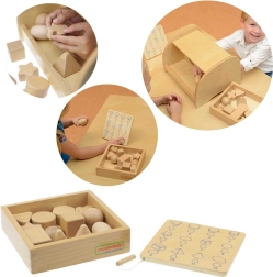 Masterkidz wooden sensory shape guessing set