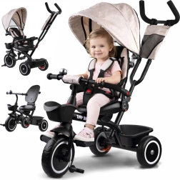 Bērnu trīsritenis 3 vienā ar jumtiņu TINY BIKE – Bēšs