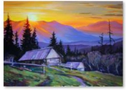 Diamond painting – mountains at sunset 40 × 30 cm