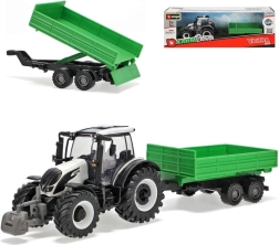 Metāla traktors ar piekabi VALTRA N174 – izvelkams/izberams piekabei (10 cm) no Bburago