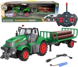RC traktors ar baļķu piekabi 1:24 WOOPIE