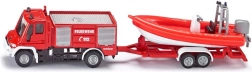Siku Super ugunsdzēsēju auto UNIMOG ar laivu – modelis 1:87