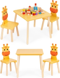 Bērnu mēbeļu komplekts: galds un 2 krēsli “Žirafe” ECOTOYS