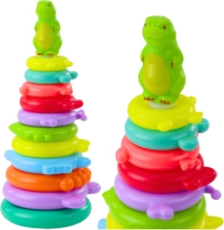 Izglītojoša kārtojamā piramīda ar dinozauru, 12 detaļas un uzlīmes