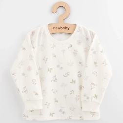 Bērnu kokvilnas krekliņš ar garām piedurknēm NEW BABY KINDERGARTEN puķītes