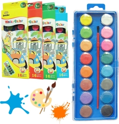 Skolas akvareļu krāsas 16 krāsas ar otu