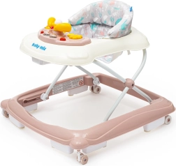 Bērnu staigulis BABY MIX ar stūri un silikona riteņiem – rozā