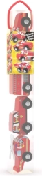 Fire trucks in a tube – wooden toy set