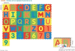Putupolisti puzzle paklājiņš ar burtiem un cipariem, 36 EVA putu daļas