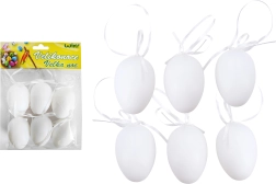 Dekoratīvas plastmasas baltas olas pakarināšanai 6 cm