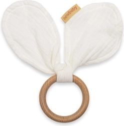 Koka graužamriņķis ar muslīnu New Baby Ears, balts