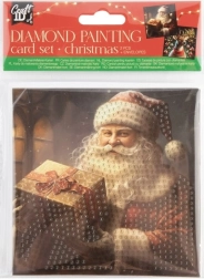 Dimanta gleznošana – Ziemassvētku apsveikums Santa un ziemeļbriedis 13 × 13 cm