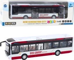 Metāla pilsētas autobuss ar gaismām un skaņām 1:42, sarkans