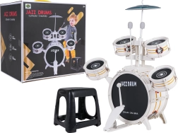 Children's white drum kit with stool