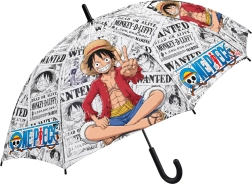 Bērnu automātiskais One Piece lietussargs ar Lufija motīvu, 48,5 cm, melns