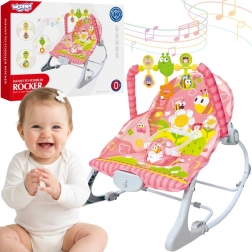 Woopie Baby pink vibrating baby bouncer with toy bar