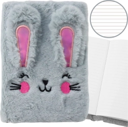 Plush A5 Notebook with Bunny, Lined, Gray