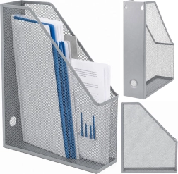 Metal vertical document organizer for A4, silver