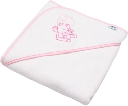 Bērnu frotē dvielis ar kapuci NEW BABY 80 × 80 cm – balts, zilonītis