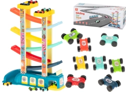 Colorful Race Track with Slide and Garage – 8 Cars