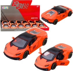 Metāla sporta auto 1:43 ar uzvelkamu pull-back piedziņu, oranžs