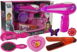 Skaistumkopšanas komplekts ar piederumiem – fēns un matu taisnotājs, rozā