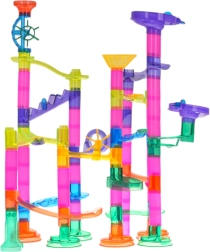 Bumbiņu trases komplekts 105 detaļas ar spīdošām bumbiņām