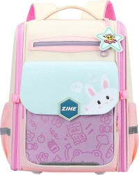 Pastel School Backpack with Bunny and Chest Strap 21L