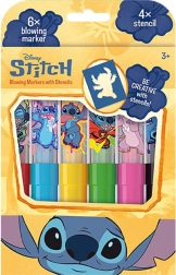 Pūšamie flomāsteri Lilo & Stitch – komplekts ar 6 krāsām un trafaretiem