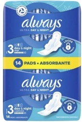 Always Ultra Night Super higiēniskās paketes ar spārniņiem 14 gab.