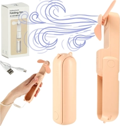 Mini salokāms galda ventilators ar USB rozā