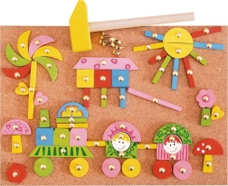 Woody pink wooden hammering mosaic with shapes