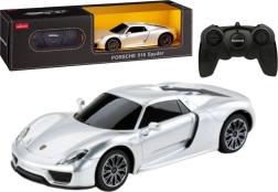 Sacīkšu RC auto 1:24 ar tālvadību Porsche 918 Spyder, sudraba krāsā