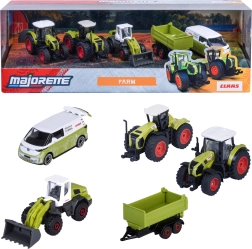 Majorette Claas Farm komplekts ar 5 transportlīdzekļiem – traktori, piekabe un Volkswagen