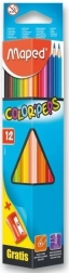Trīsstūrveida krāsainie zīmuļi MAPED Color'Peps 12 gab. ar asināmo
