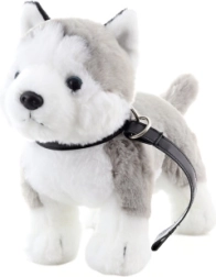 Plush husky with leash 25 cm eco-friendly