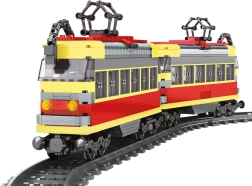 Saderīga tramvaja komplekts ar baterijām un sliedēm, 724 gab.