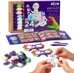 Air-drying Modeling Clay OKTO – White and Pastel, Set of 24 pcs